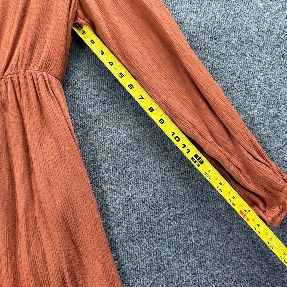 Knox Rose Orange Boho Midi Dress Women's Medium Approx Tiered Ruffle Long Sleeve - Picture 5 of 14